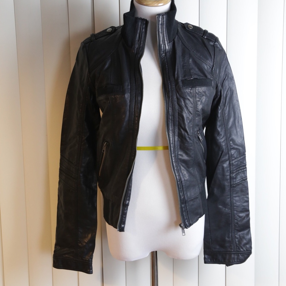 DONATED Black fake leather jacket